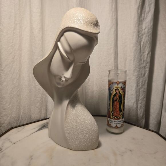 Mid Century Modern Abstract Ivory White Female Bust Signed Serena - Picture 8 of 10